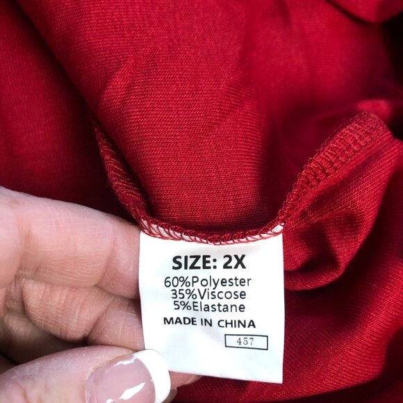 Red Long Sleeve Relaxed Fit Top Womens Size 2X Casual Comfy NEW - Picture 5 of 9